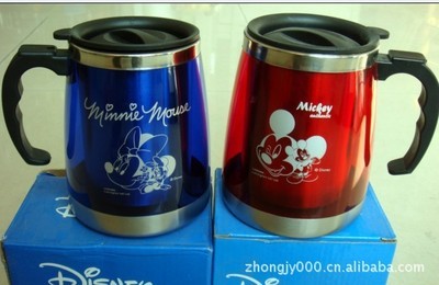 【光面雙層保溫杯 可印字保溫杯 米奇保溫杯 促銷廣告禮品定制】價格,廠家,圖片,保溫杯、保溫桶,長沙欣茂文化傳播禮品部-